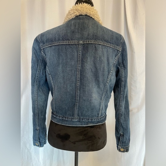 Levi’s Distressed Fleece Lined Denim Button Down Coat Juniors Size Medium - Picture 4 of 9